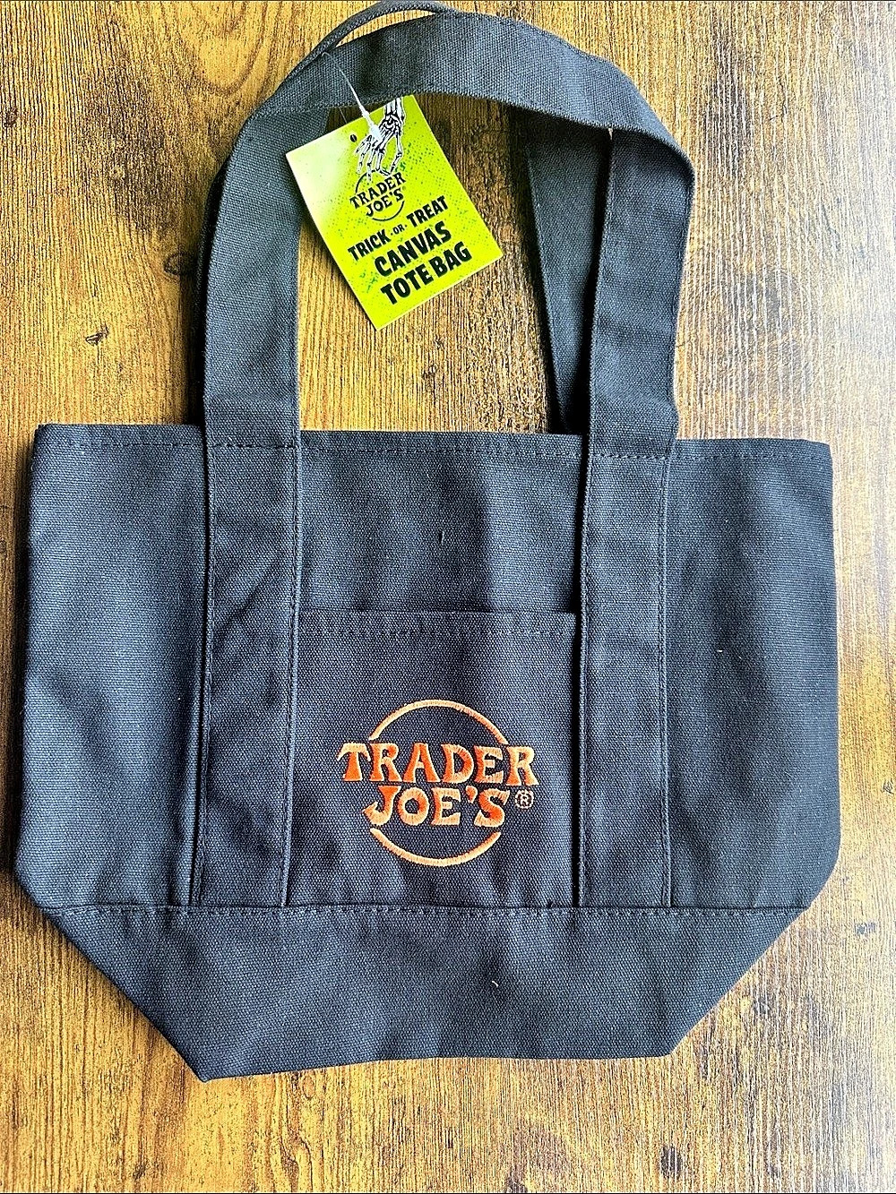 Trader Joe's Trick-or-Treat Mini Canvas Tote Bag Black